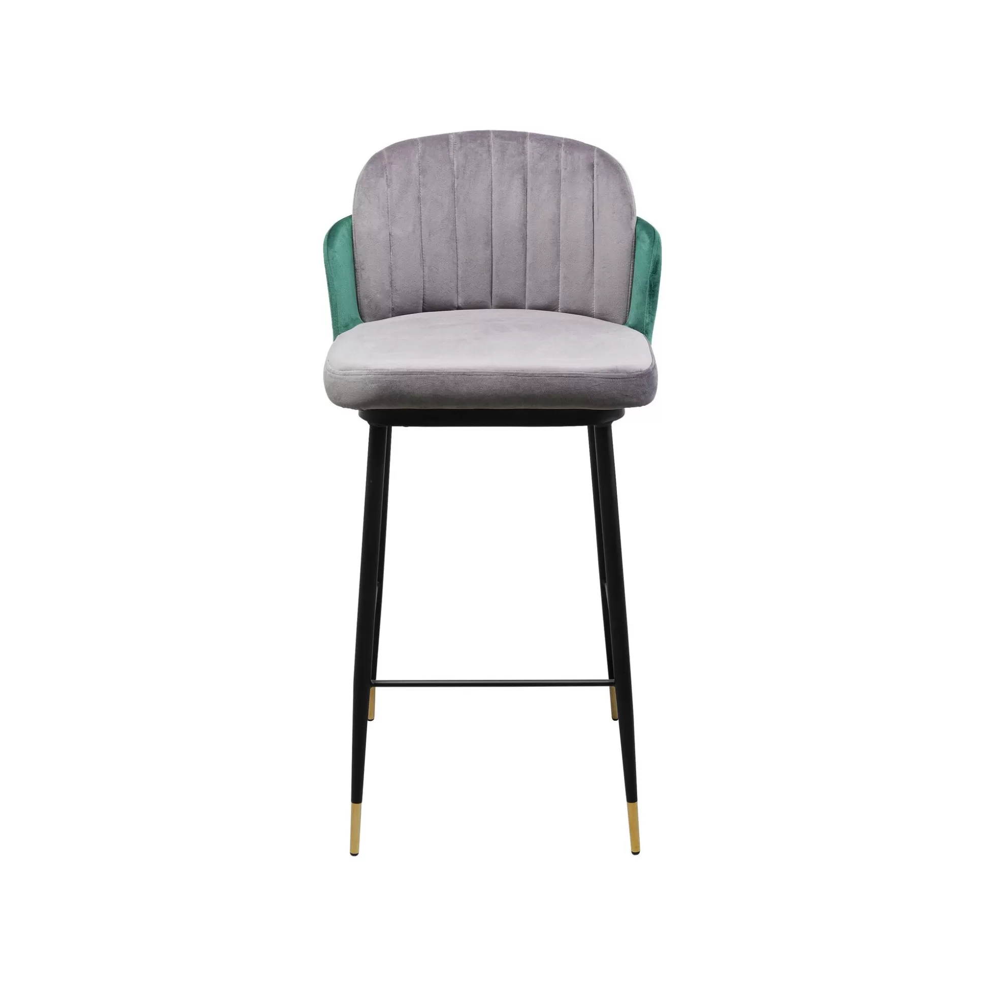 Tabouret De Bar Hojas Velours Gris Et Vert ^KARE Design Outlet