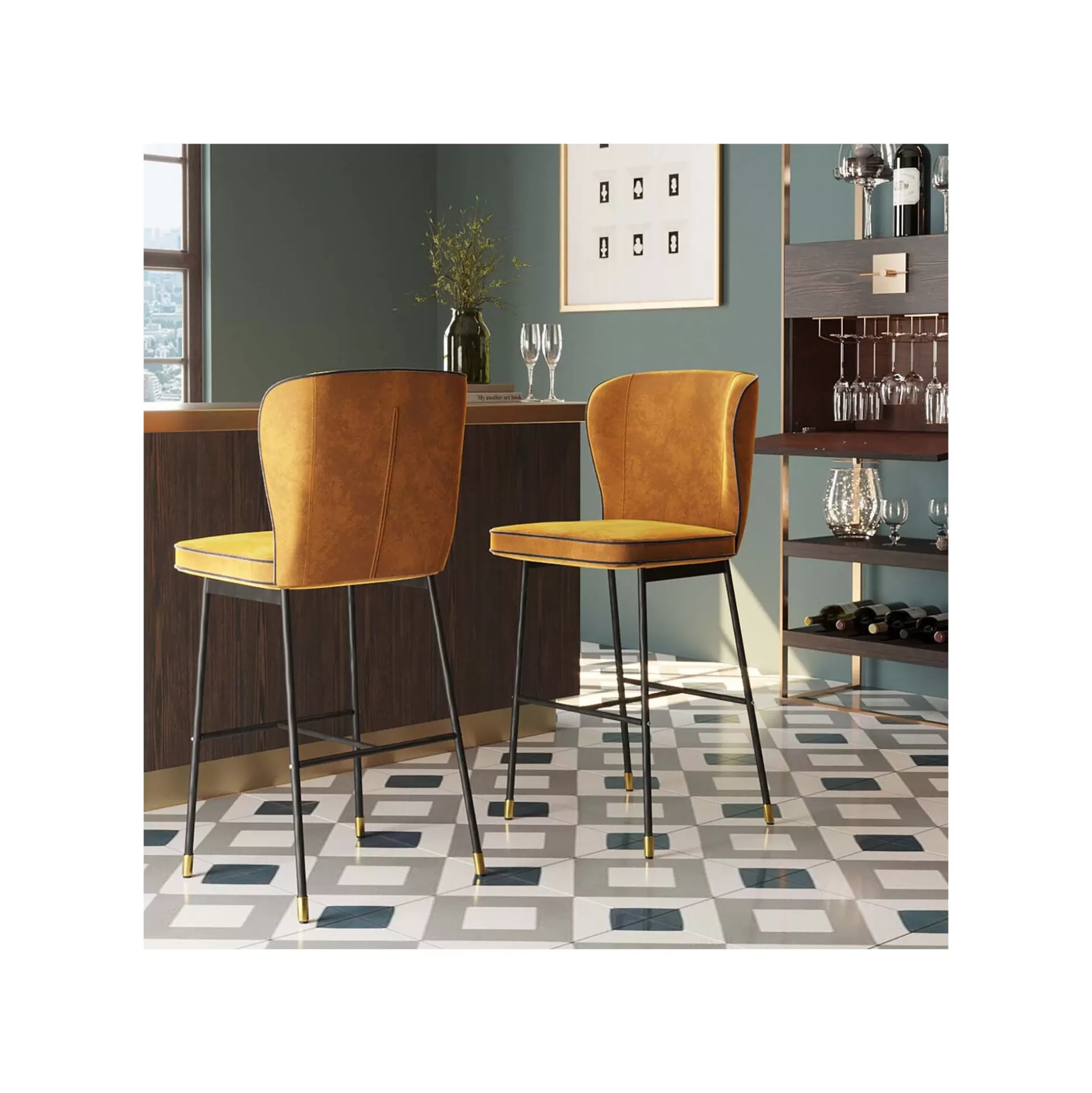 Tabouret De Bar Irina Velours Ocre ^KARE Design Best