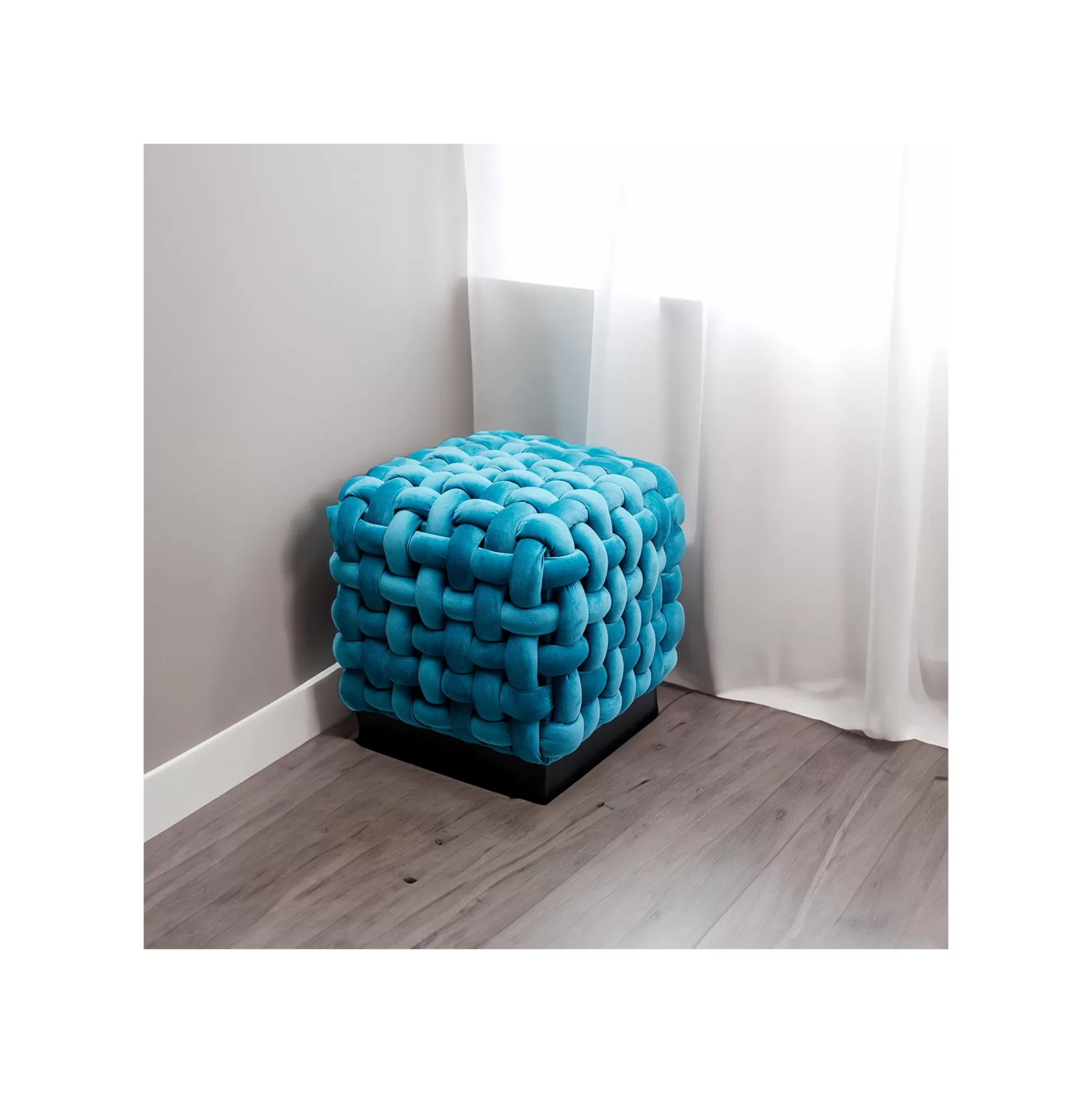Tabouret Weave Velours Bleu ^KARE Design Outlet