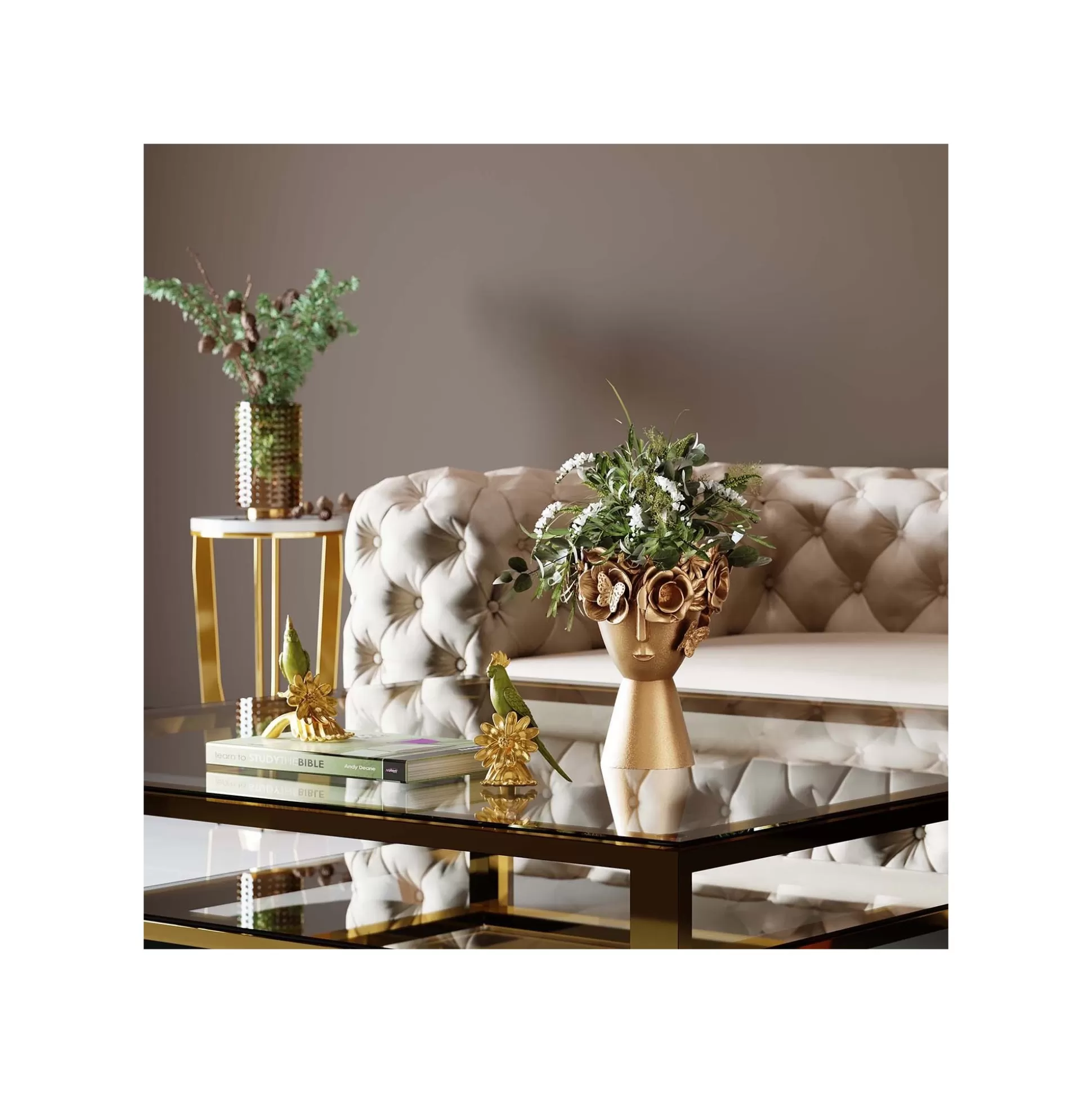 Vase Doré Couronne Fleurs 30cm ^KARE Design Fashion