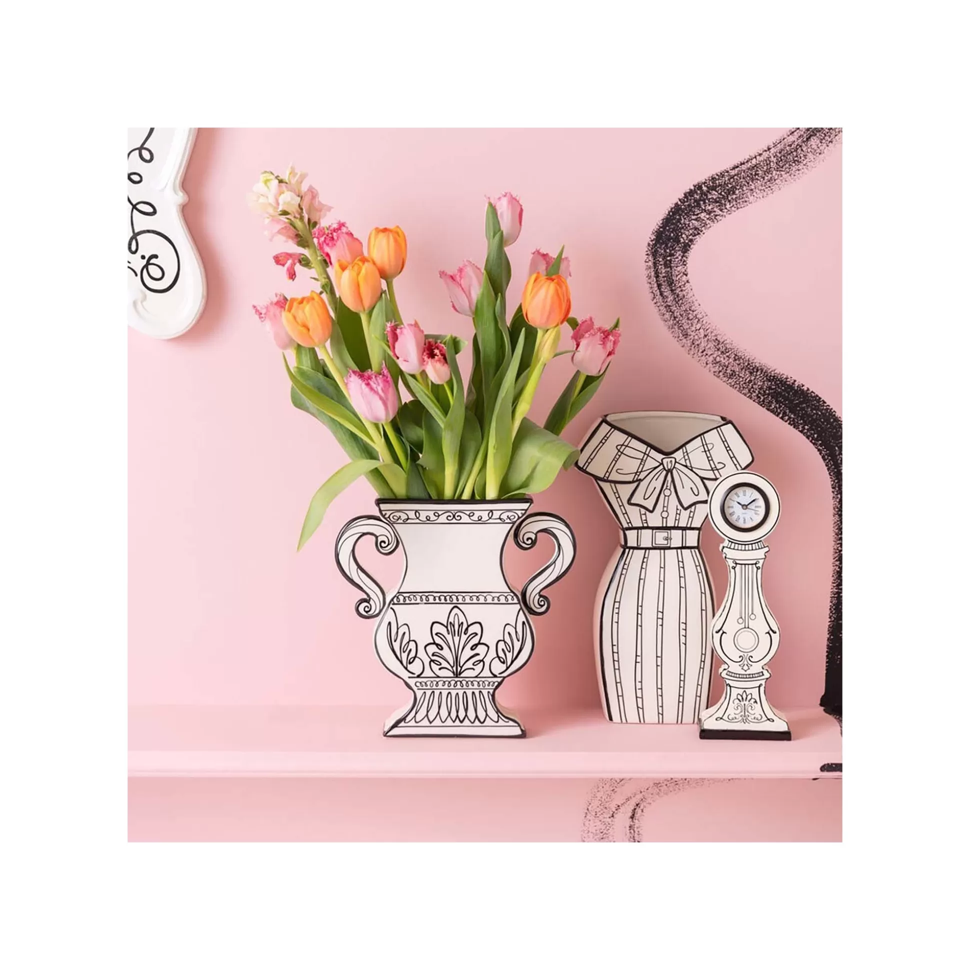 Vase Favola Robe Blanc Et Noir ^KARE Design Cheap