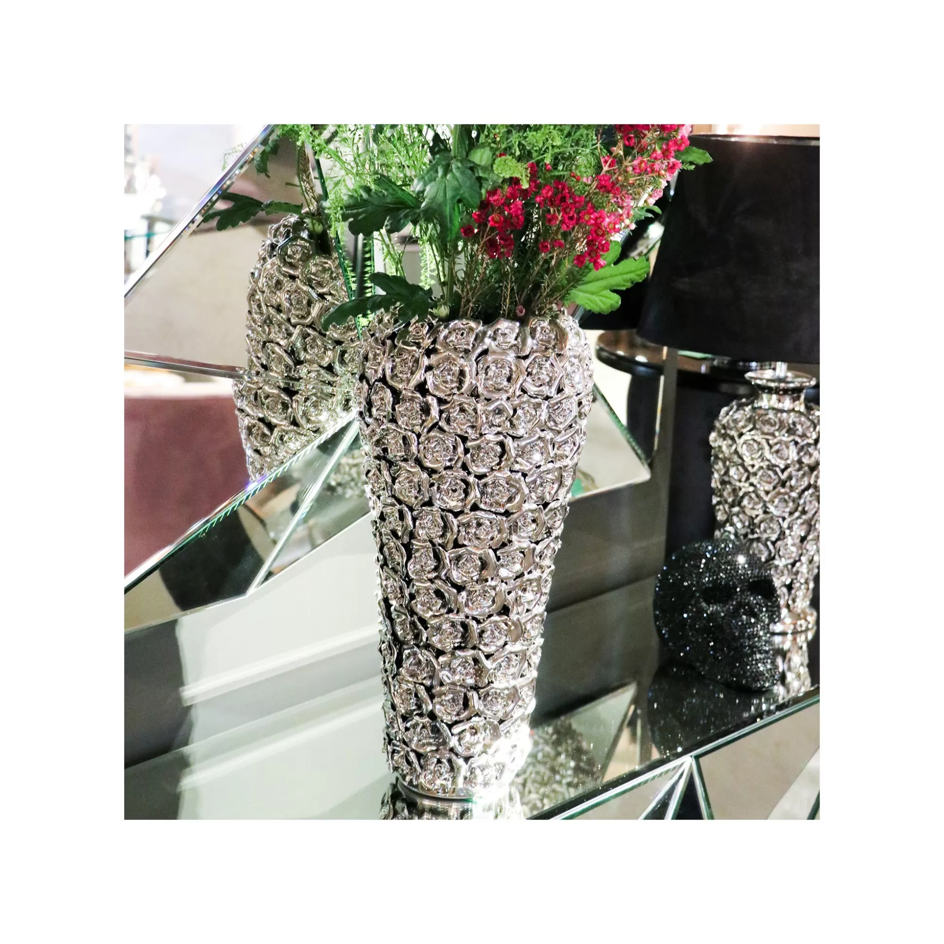 Vase Roses Chrome 36cm ^KARE Design New